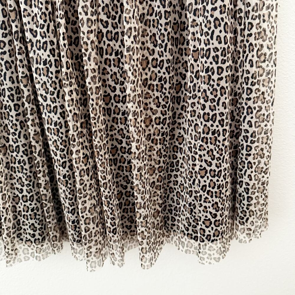 A NEW DAY | Leopard Print Chiffon Tulle Pleated Skirt Elastic Waist | Medium - Picture 4 of 7